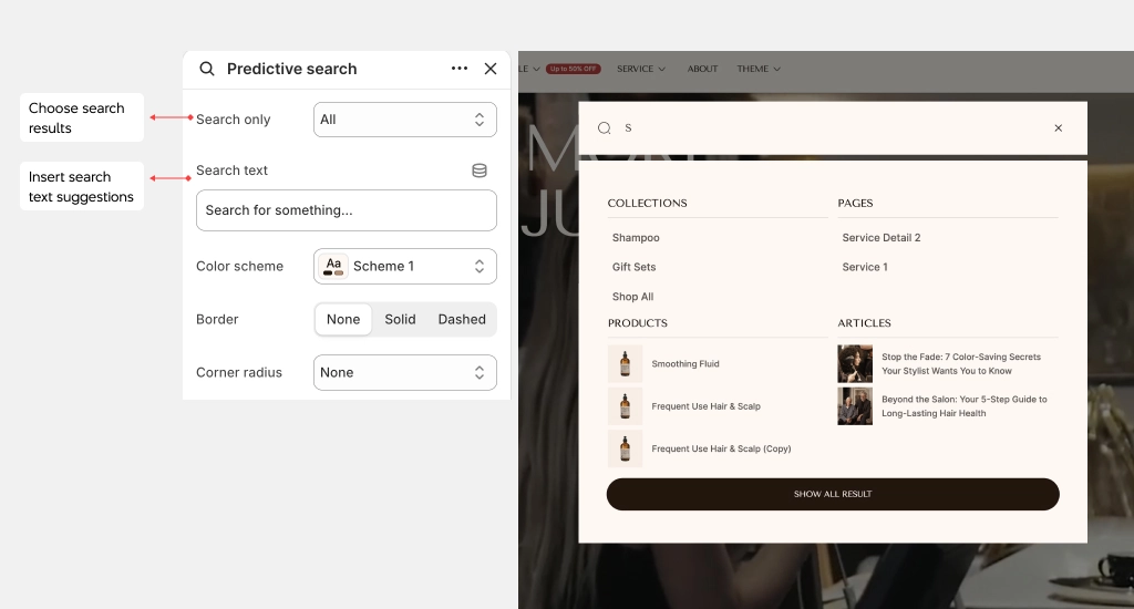 Stylist theme settings