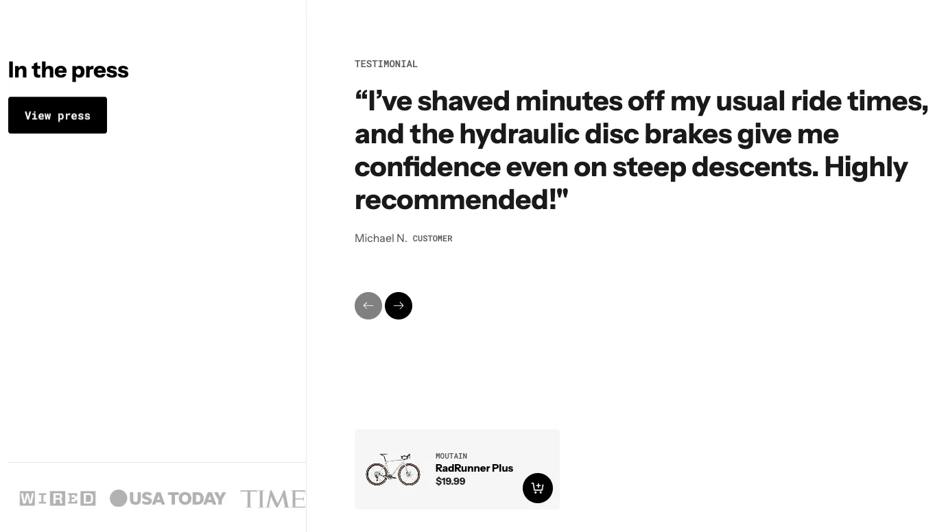 Testimonial with marquee