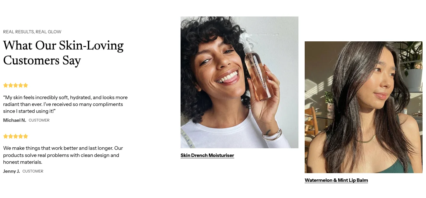 Testimonial with product