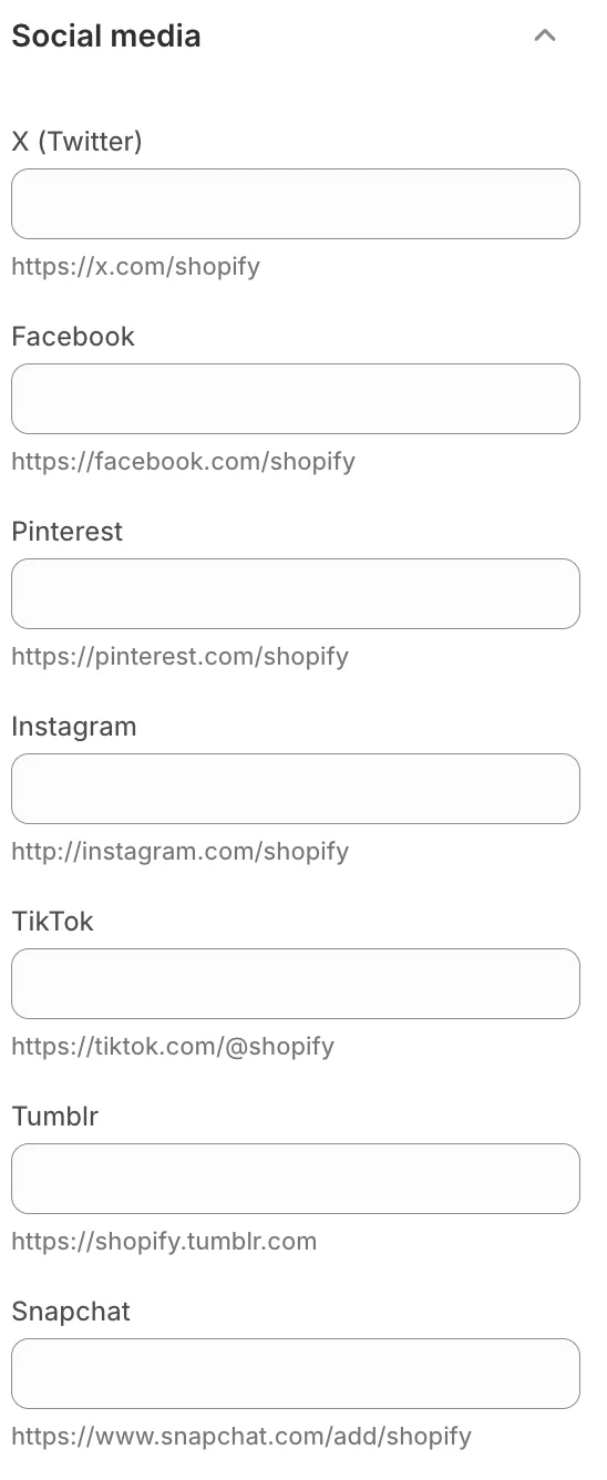 Social media settings