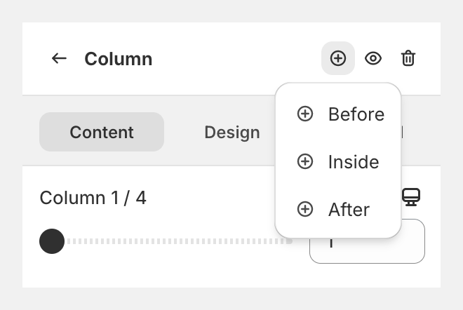 Add element from element detail panel