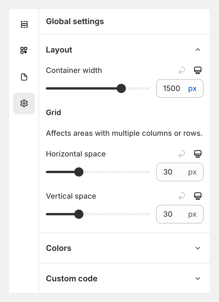 Global settings