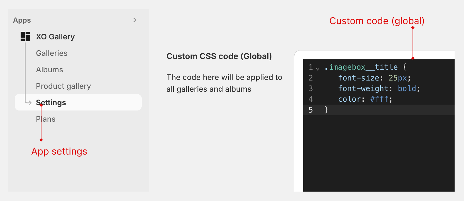 Custom CSS code